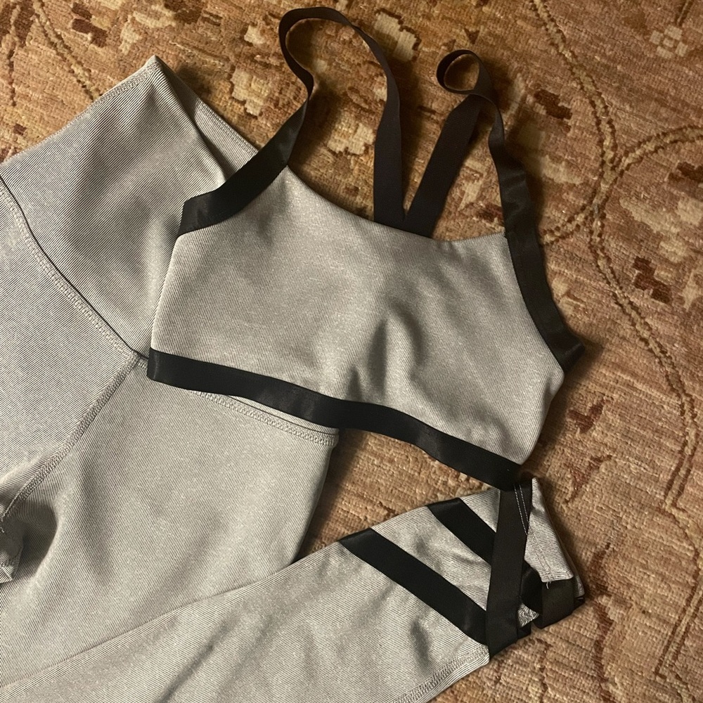 Beyond yoga strappy leggings and bra set